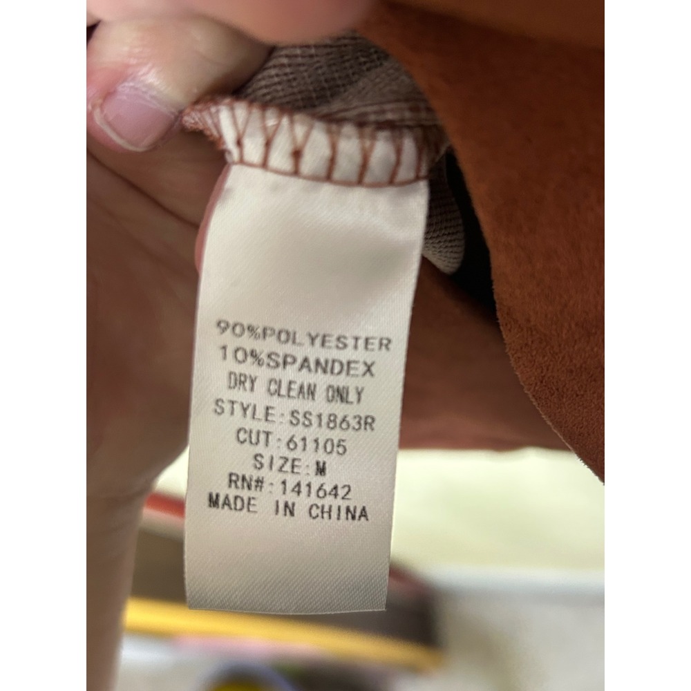 She + Sky Rust Brown Faux Suede Mini Skirt Exposed Back Zipper Slit Size M - Picture 5 of 5